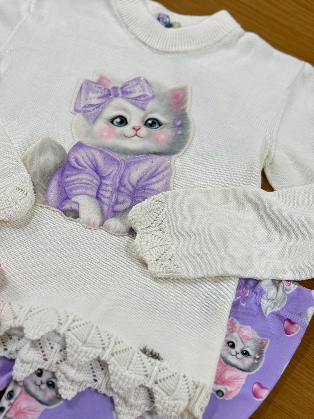 Conjunto Infantil Kukie Inverno Calça Legging e Blusa Gatinha