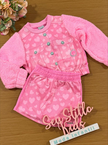 Conjunto Infantil Catavento Inverno Shorts Saia e Blusa Barbie