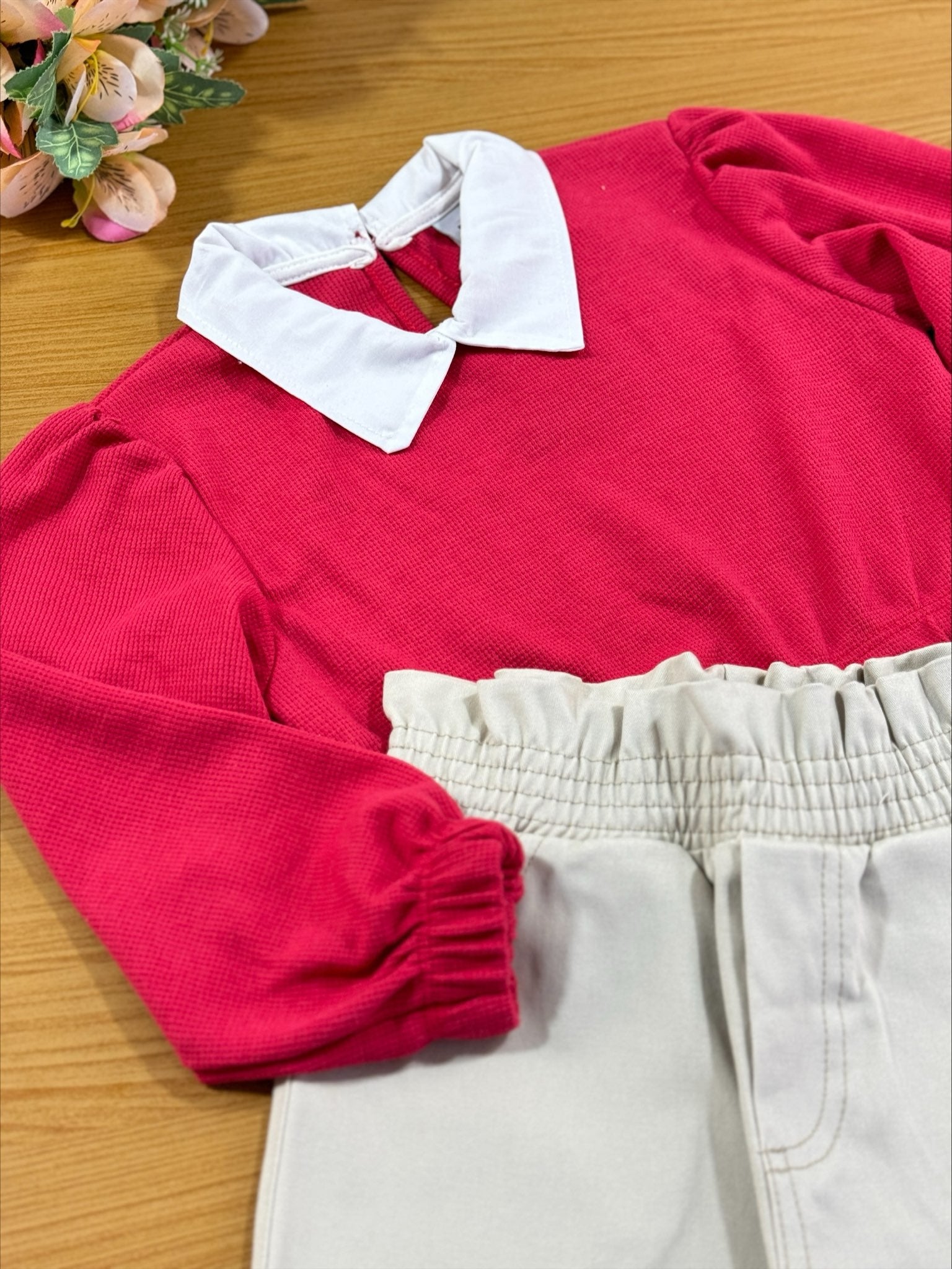 Conjunto Infantil Catavento Inverno Shorts e Moletinho Vermelho