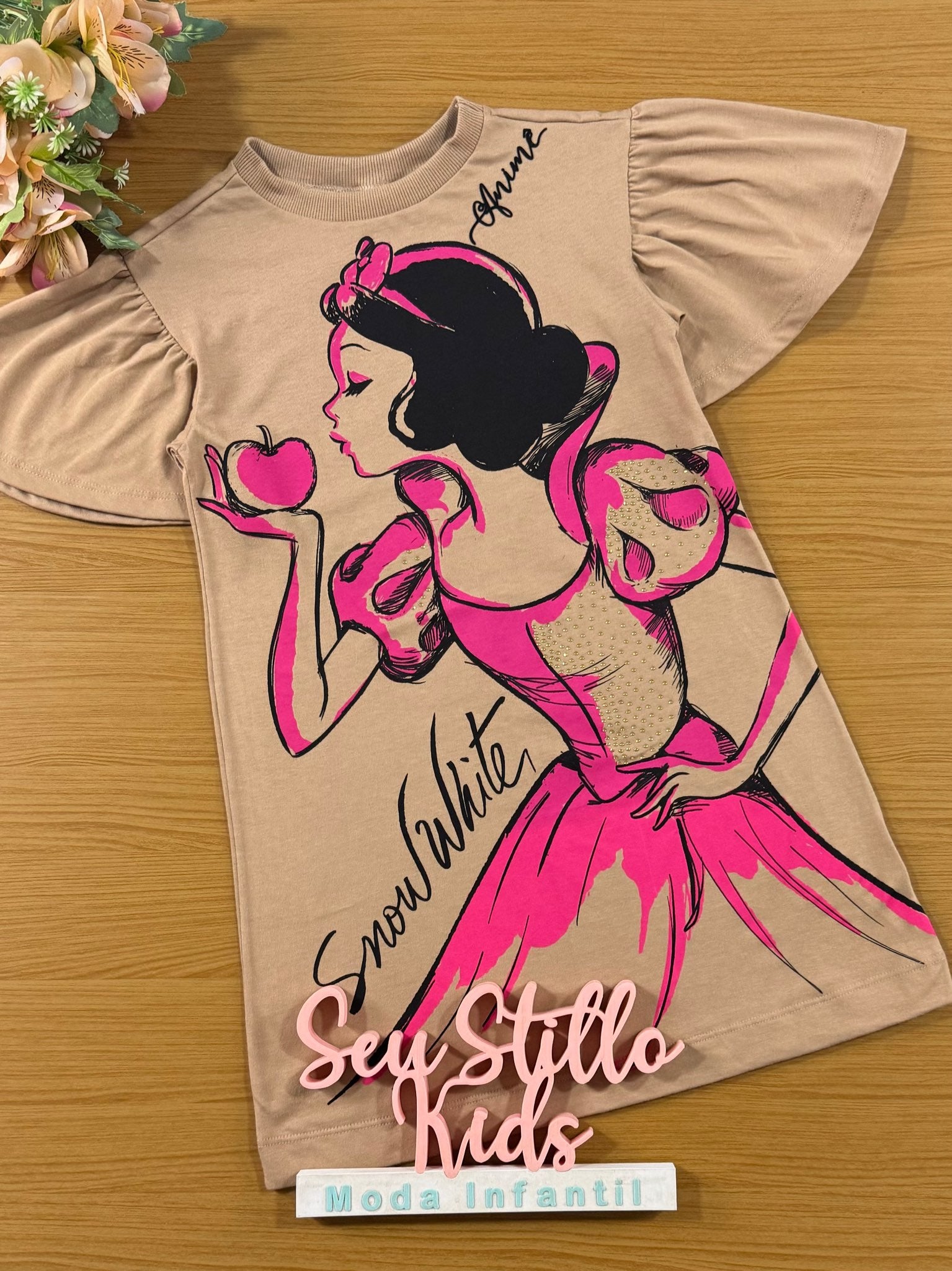Vestido Infantil Animê Inverno Branca de Neve Disney