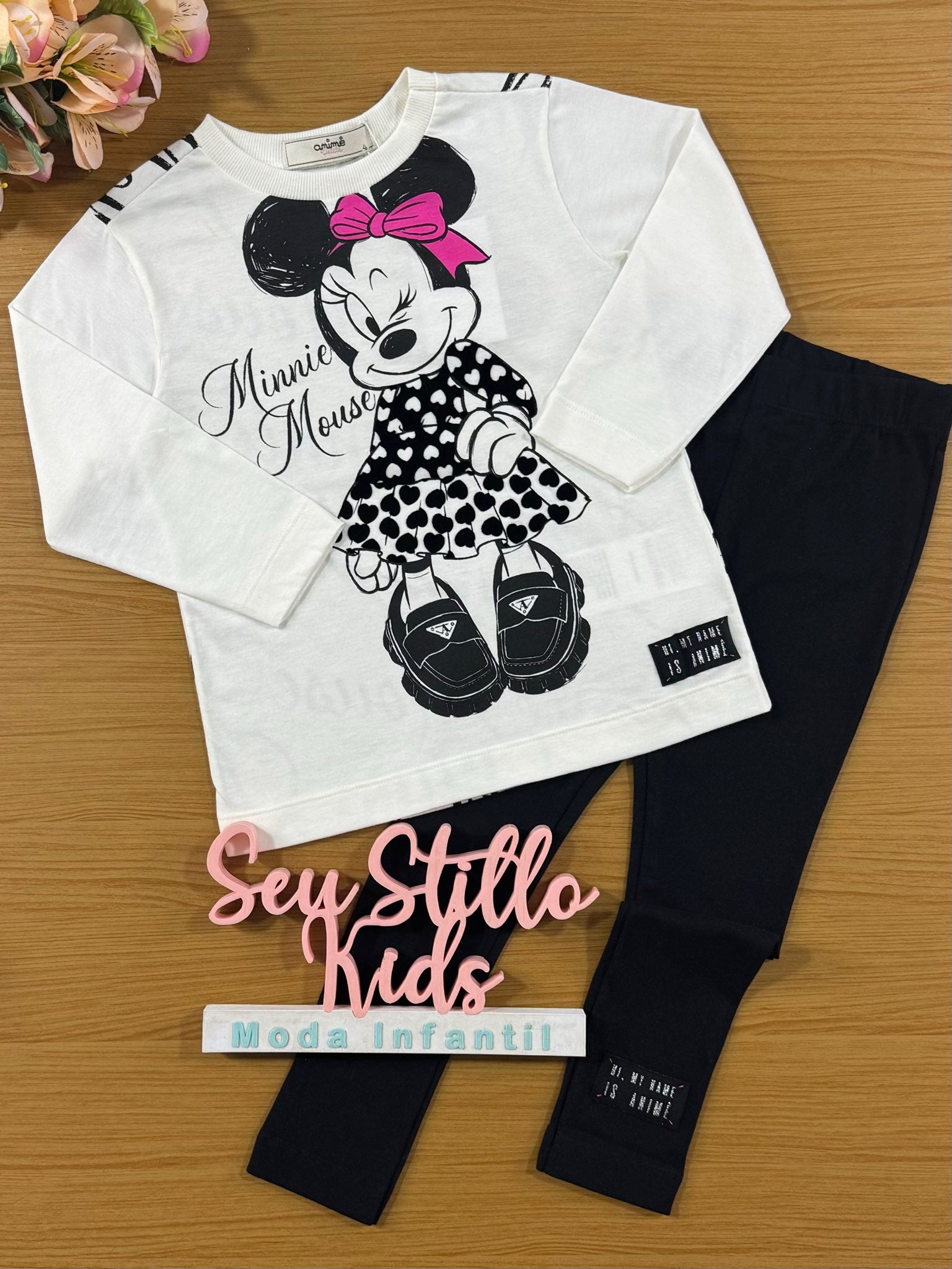 Conjunto Infantil Animê Inverno Calça e Blusa Minnie