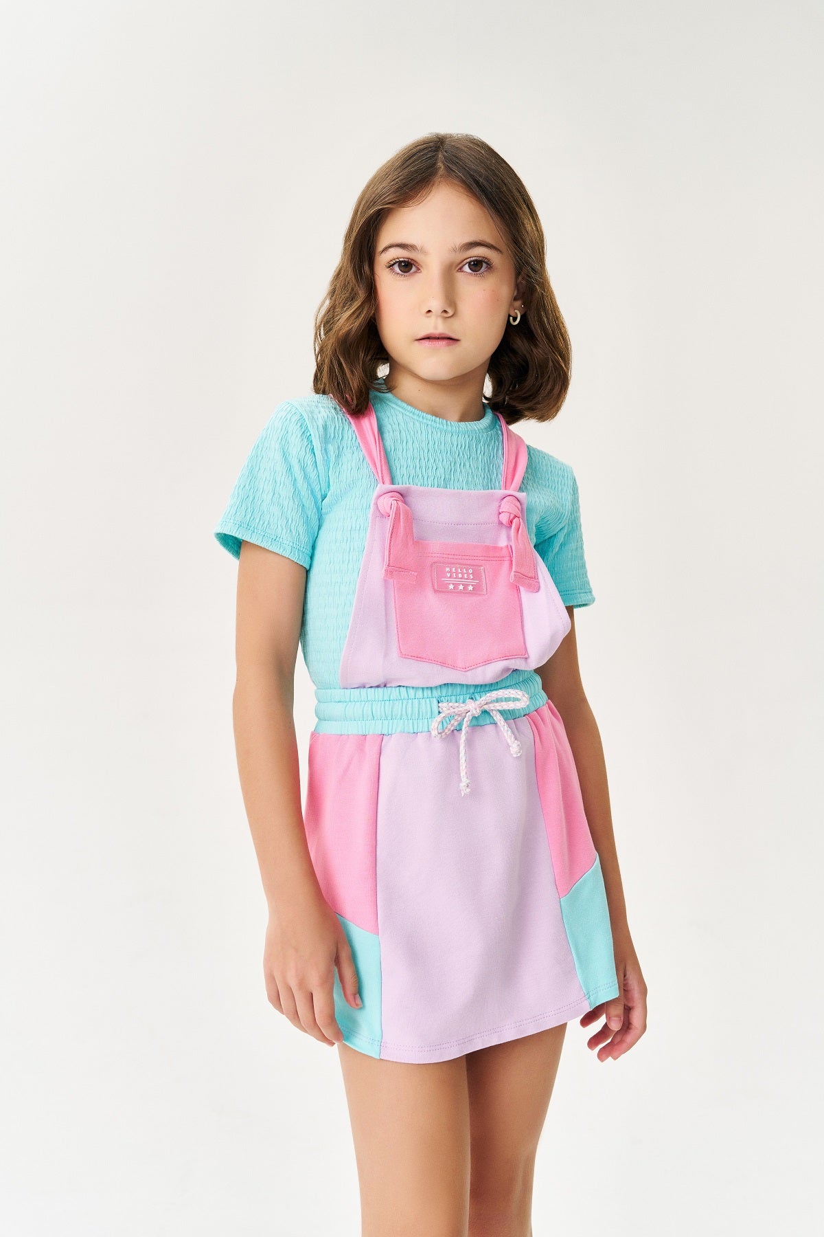 Salopete Infantil Catavento Verão Colors com Blusa Azul