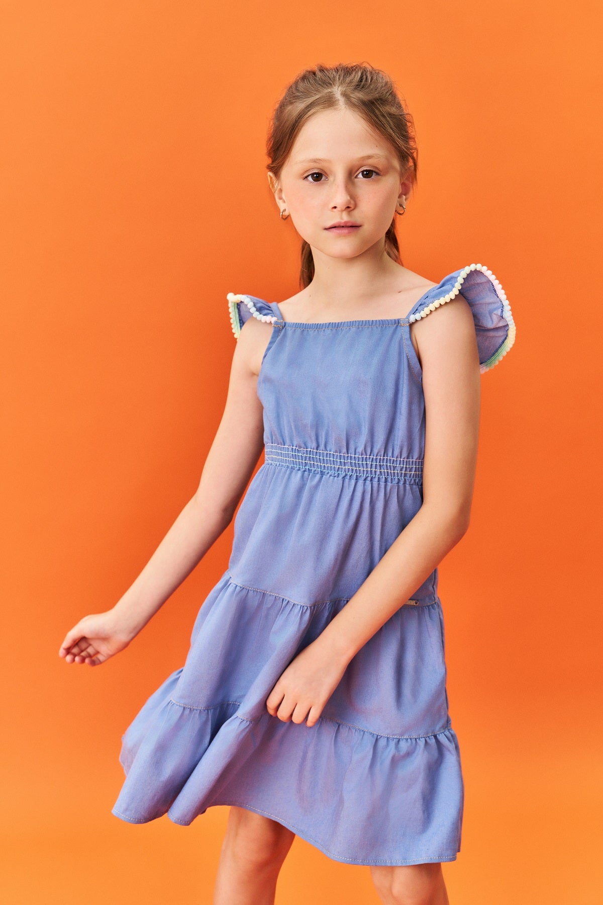 Vestido Infantil Catavento Verão Azul Jeans