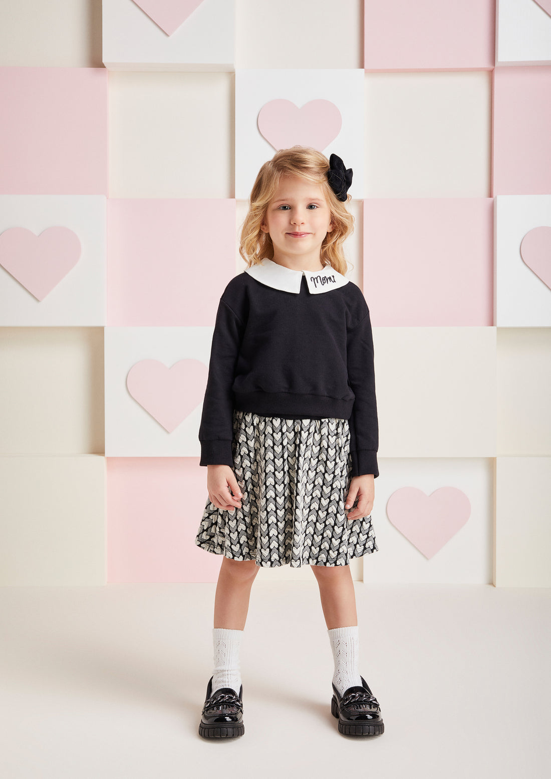 Conjunto Infantil Momi Inverno Saia Corações e Moletom