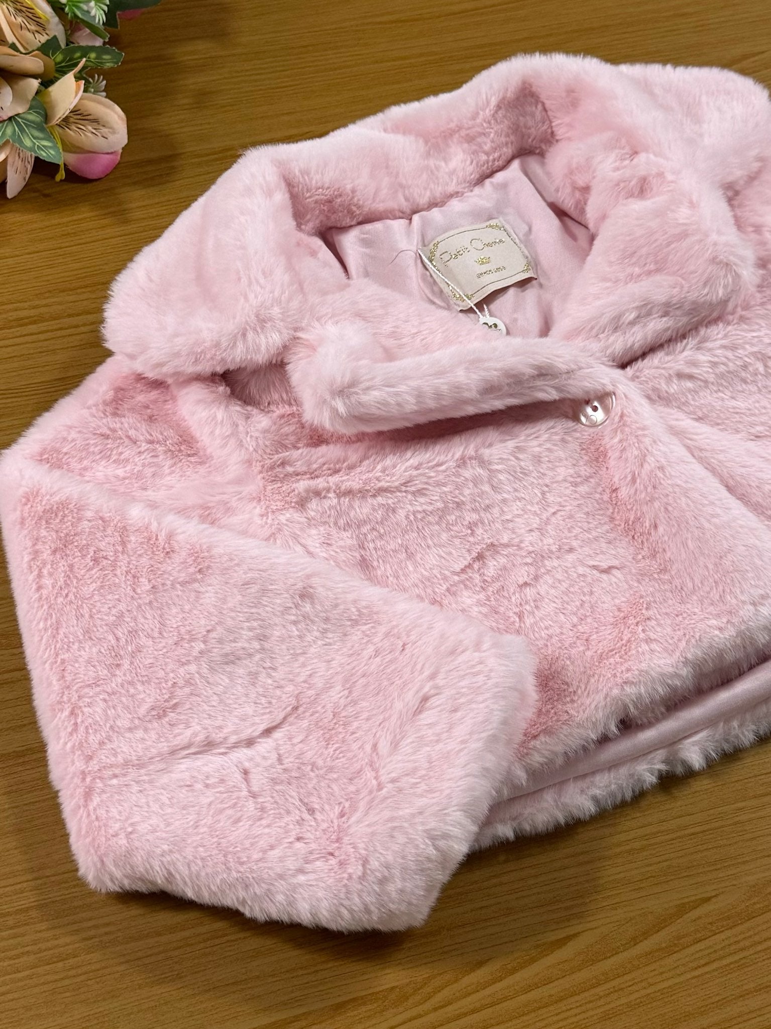 Casaco Infantil Petit Cherie Inverno Pelo Rosa Curto