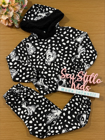Conjunto Infantil Momi Inverno Calça e Moletom Sem Flanela 101 Dálmatas Disney