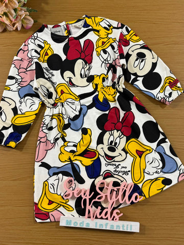 Vestido Infantil Animê Inverno Mickey And Friends Disney