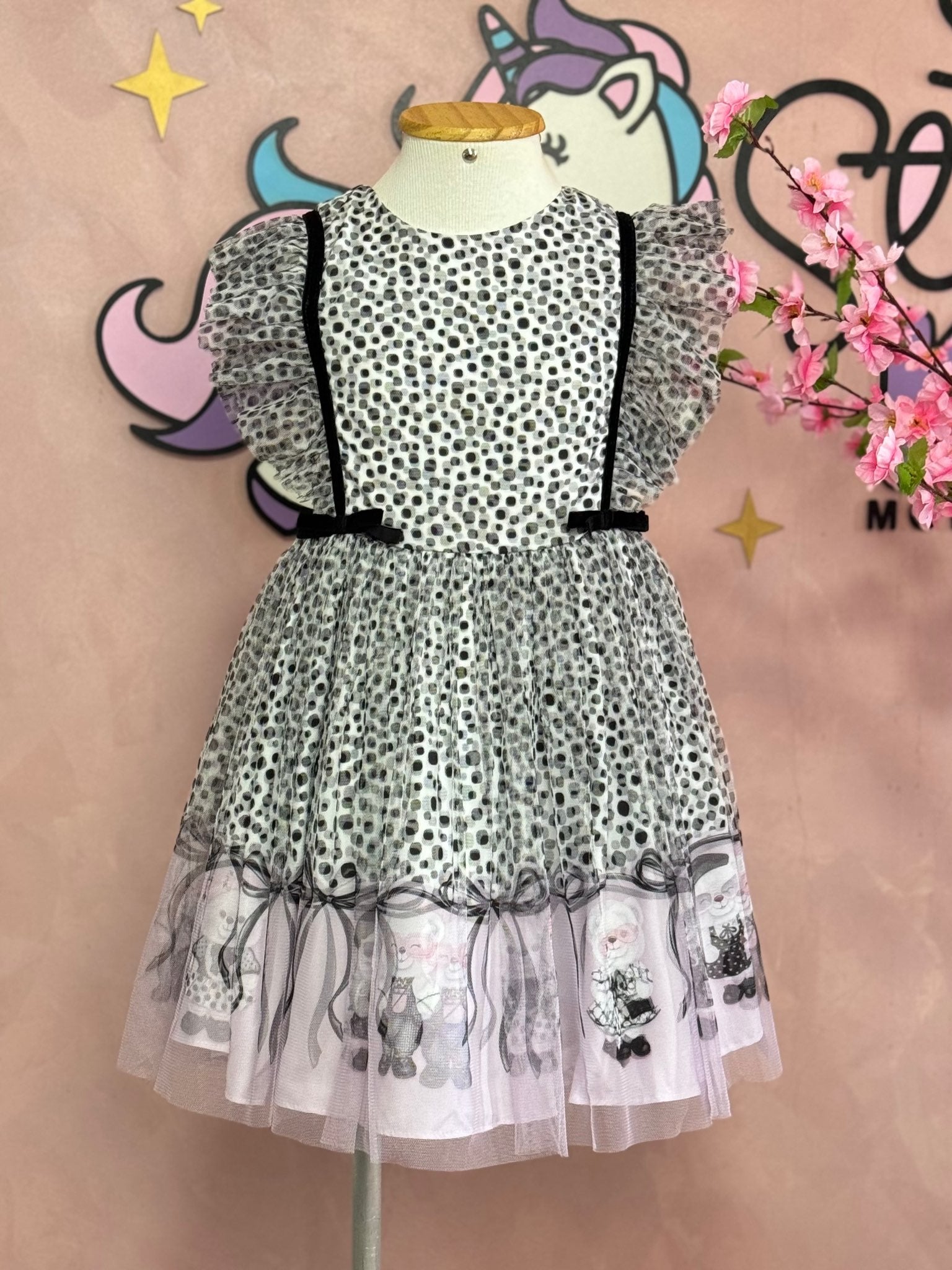 Vestido de Festa Infantil Petit Cherie Inverno Tule Ursinha Poá