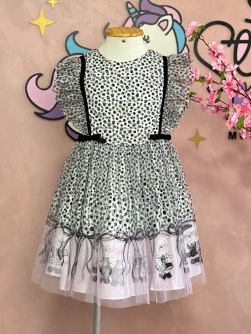 Vestido de Festa Infantil Petit Cherie Inverno Tule Ursinha Poá