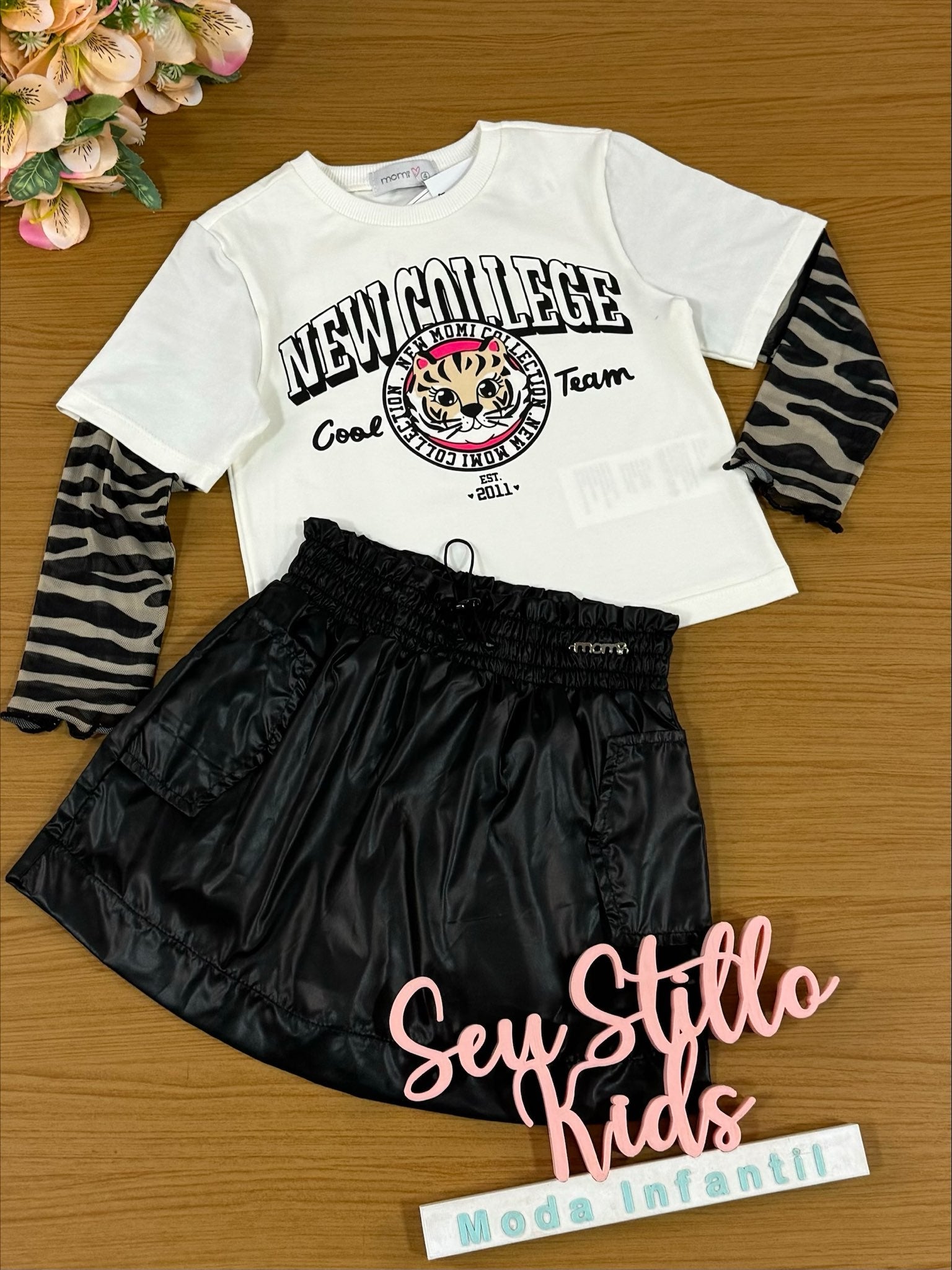 Conjunto Infantil Momi Inverno Saia e Blusa Tigre