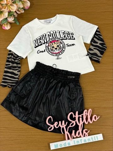 Conjunto Infantil Momi Inverno Saia e Blusa Tigre