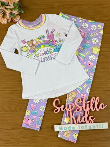 Conjunto Infantil Kukie Inverno Calça e Blusa Arco-Íris