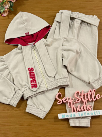 Conjunto Infantil Catavento Inverno Calça e Jaqueta Super Girl