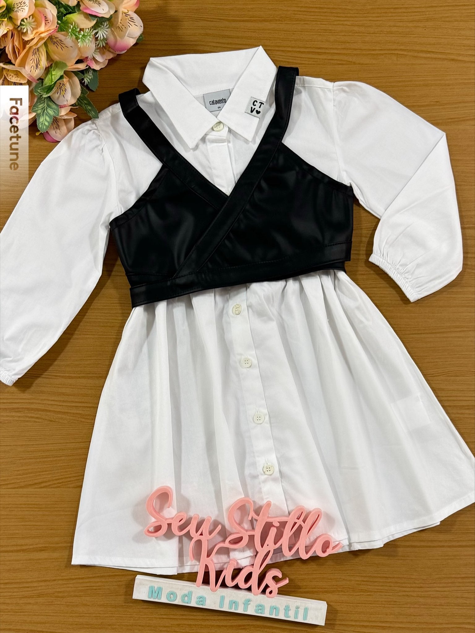 Vestido Infantil Catavento Inverno Com Sobreposição