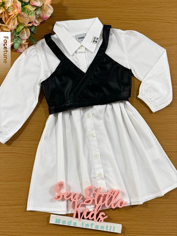 Vestido Infantil Catavento Inverno Com Sobreposição
