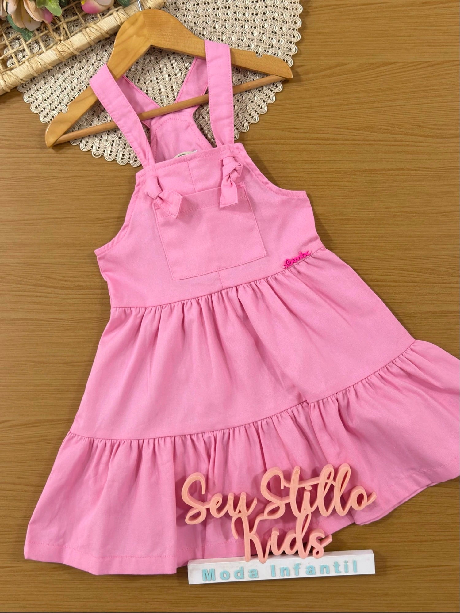 Salopete Infantil Bimbi Inverno com Bolsinho Rosa