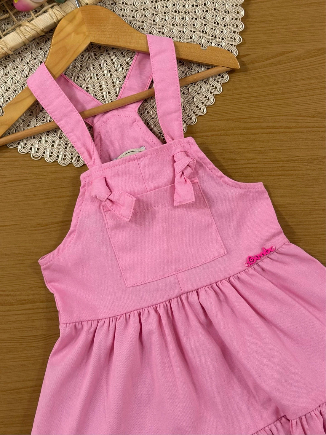 Salopete Infantil Bimbi Inverno com Bolsinho Rosa