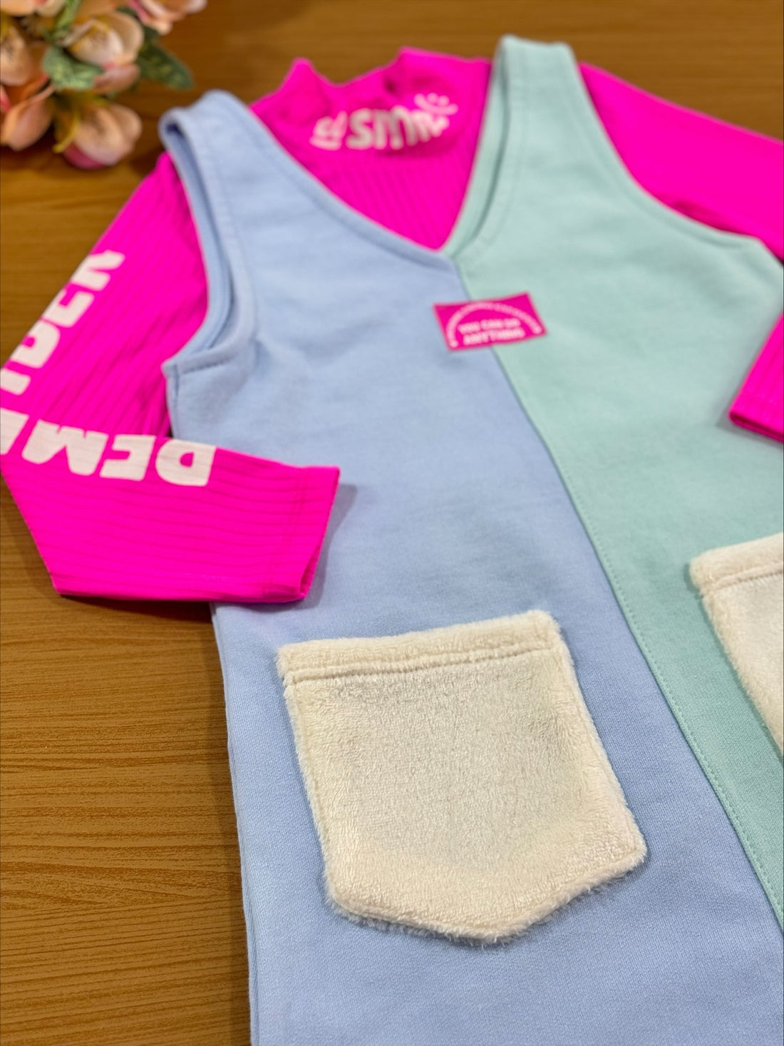 Salopete Infantil Catavento Inverno com Blusa Pink