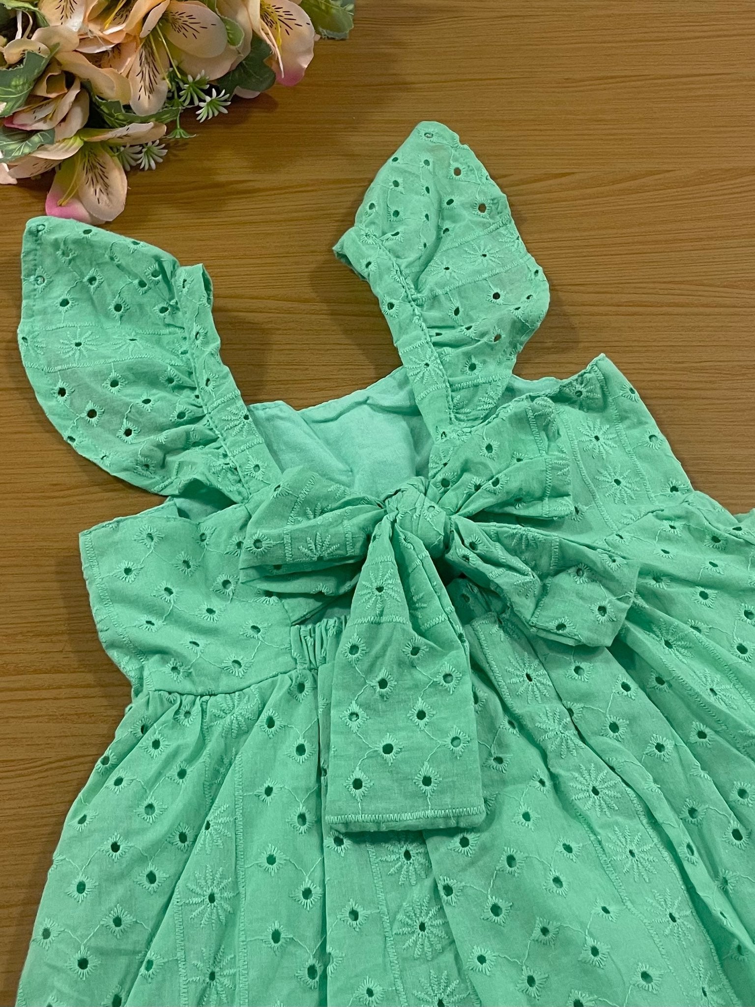 Vestido Infantil Catavento Verão Verde Laise