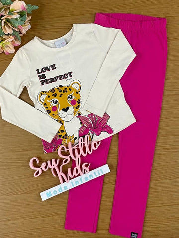Conjunto Infantil Momi Inverno Com Calça E Blusa Manga Longa Oncinha