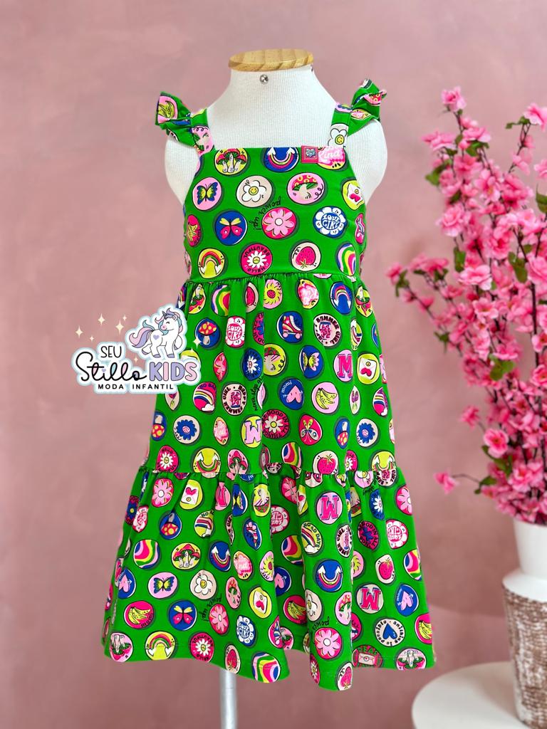 Vestido Infantil Momi Verão Regata Verde Sonhos