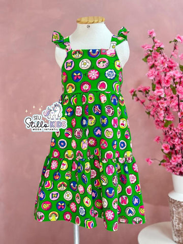 Vestido Infantil Momi Verão Regata Verde Sonhos