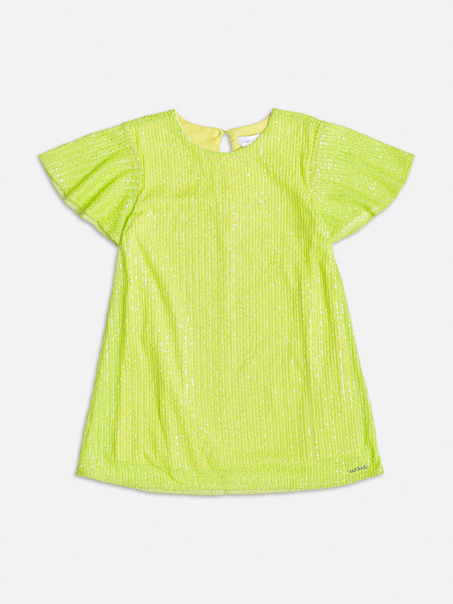 Vestido Infantil Momi Verão Manga Curta Verde Neon