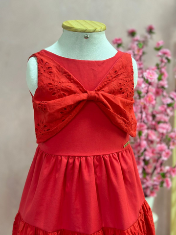 Vestido Infantil Momi Verão Vermelho Laise