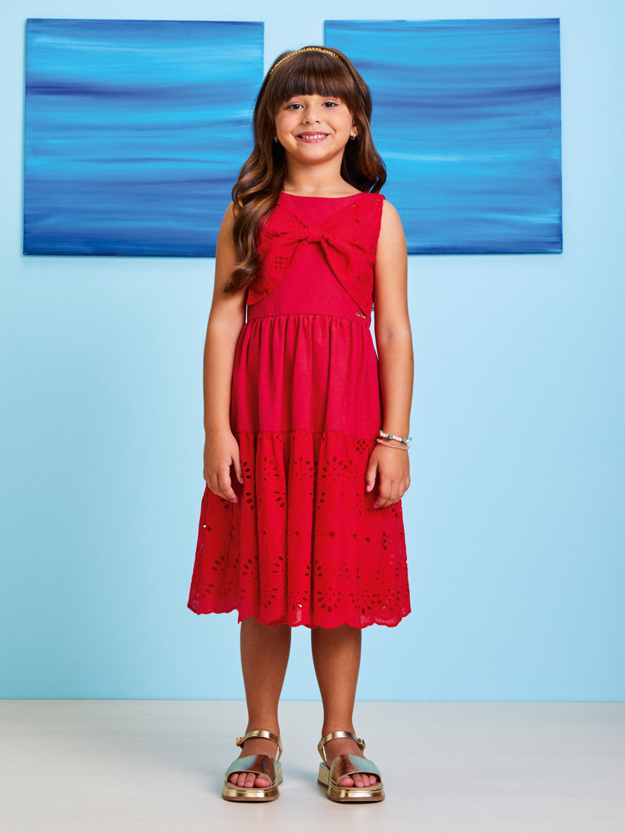 Vestido Infantil Momi Verão Vermelho Laise