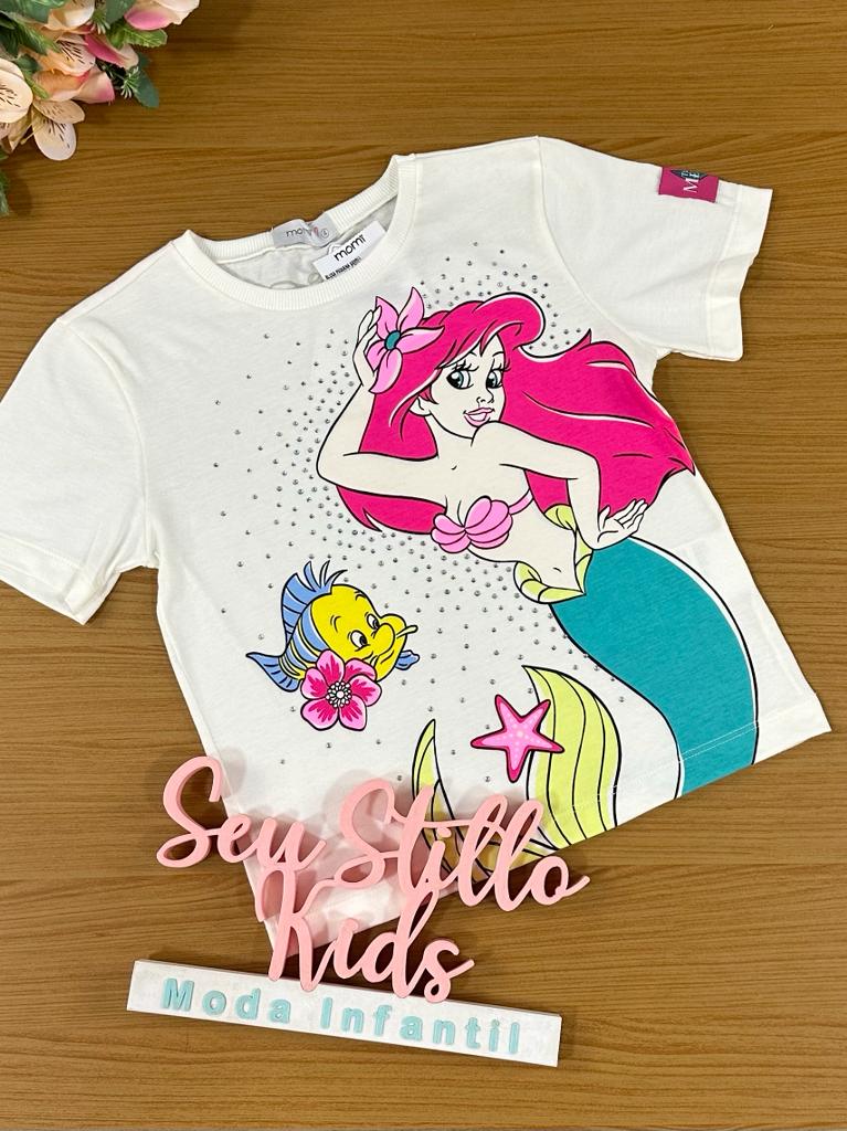 Blusa Infantil Momi Verão Branca Pequena Sereia