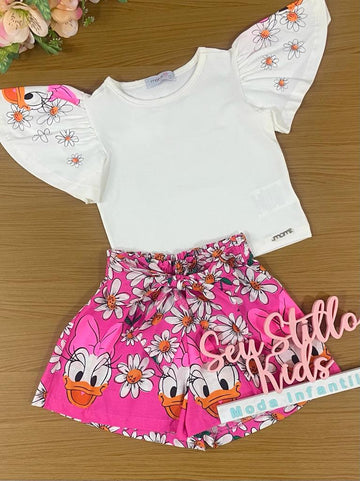 Conjunto Infantil Momi Verão Com Shorts e Blusa Margarida