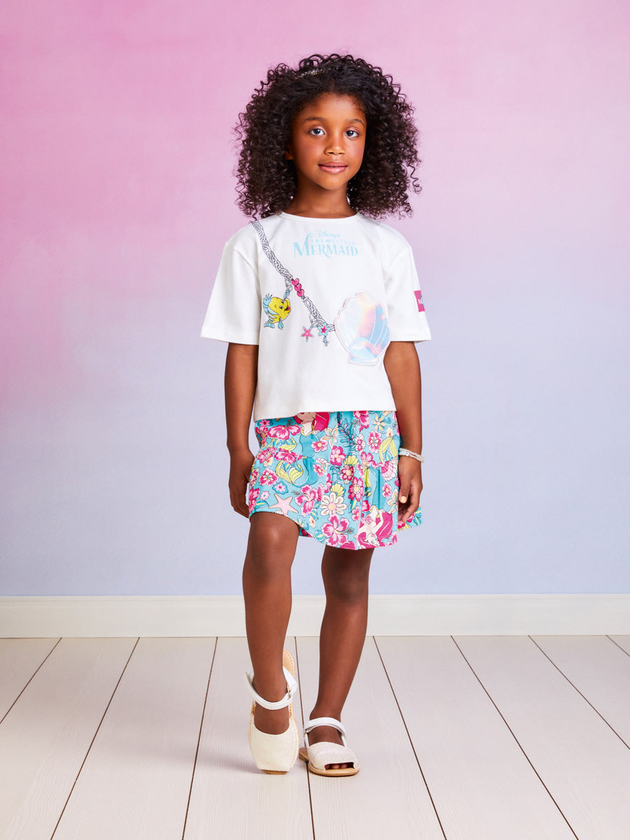 Conjunto Infantil Momi Verão Com Saia e Blusa Pequena Sereia