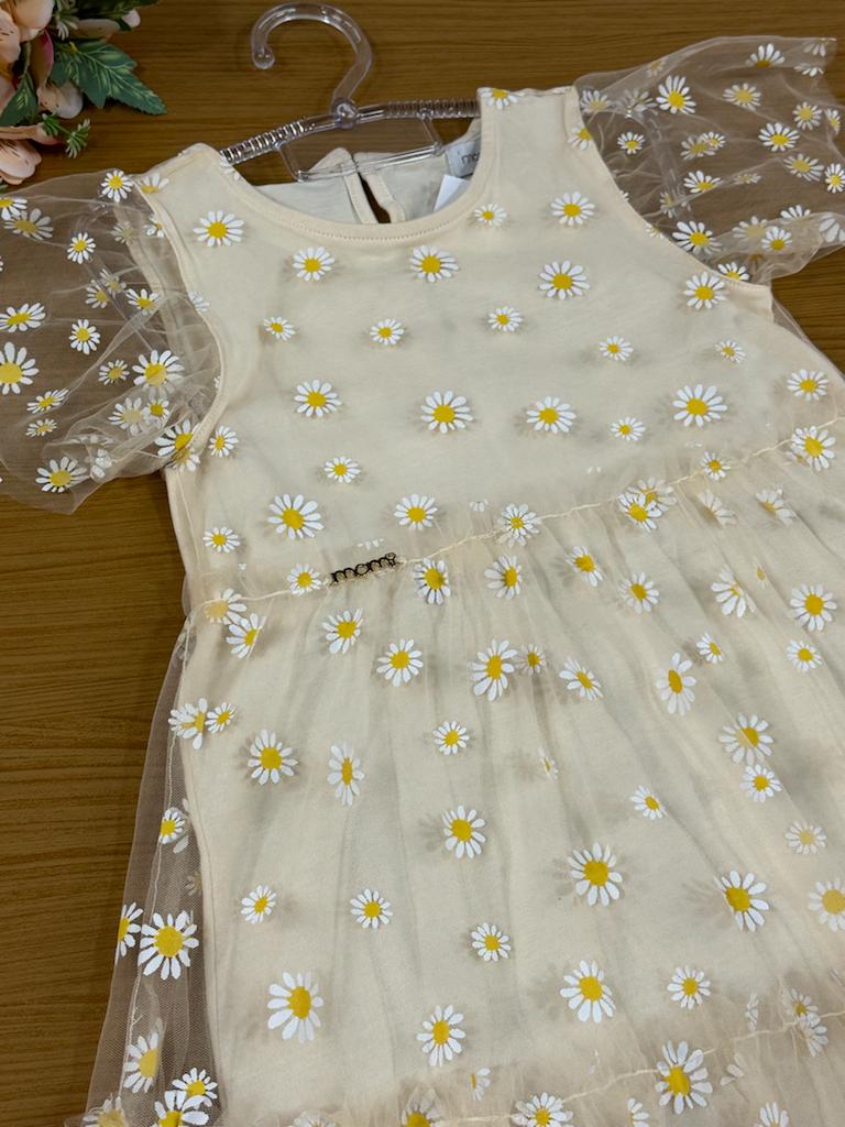 Vestido Infantil Momi Verão com Tule Margaridas
