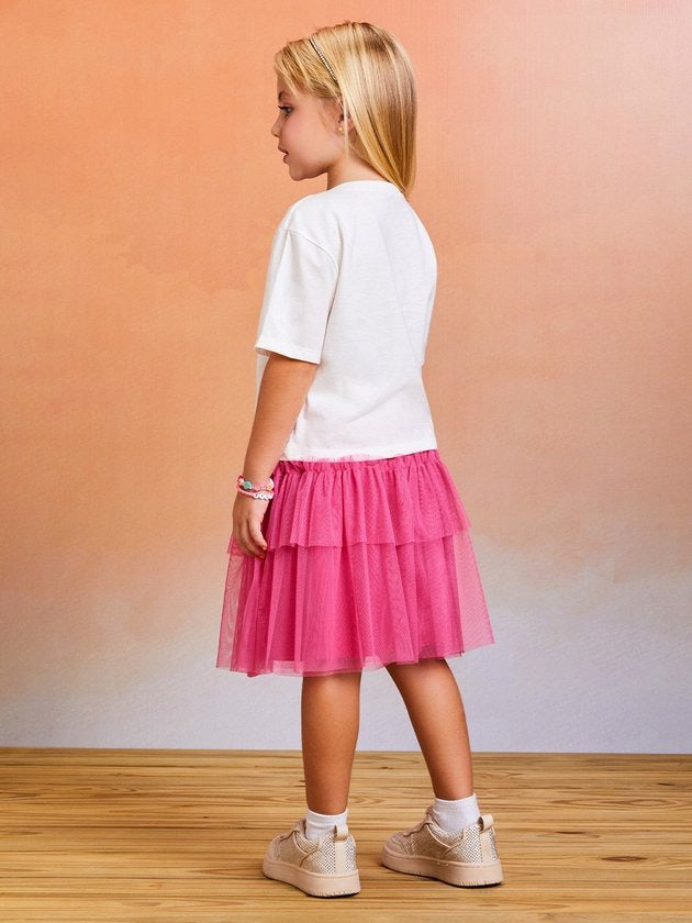 Saia Infantil Momi Inverno Rosa Tule