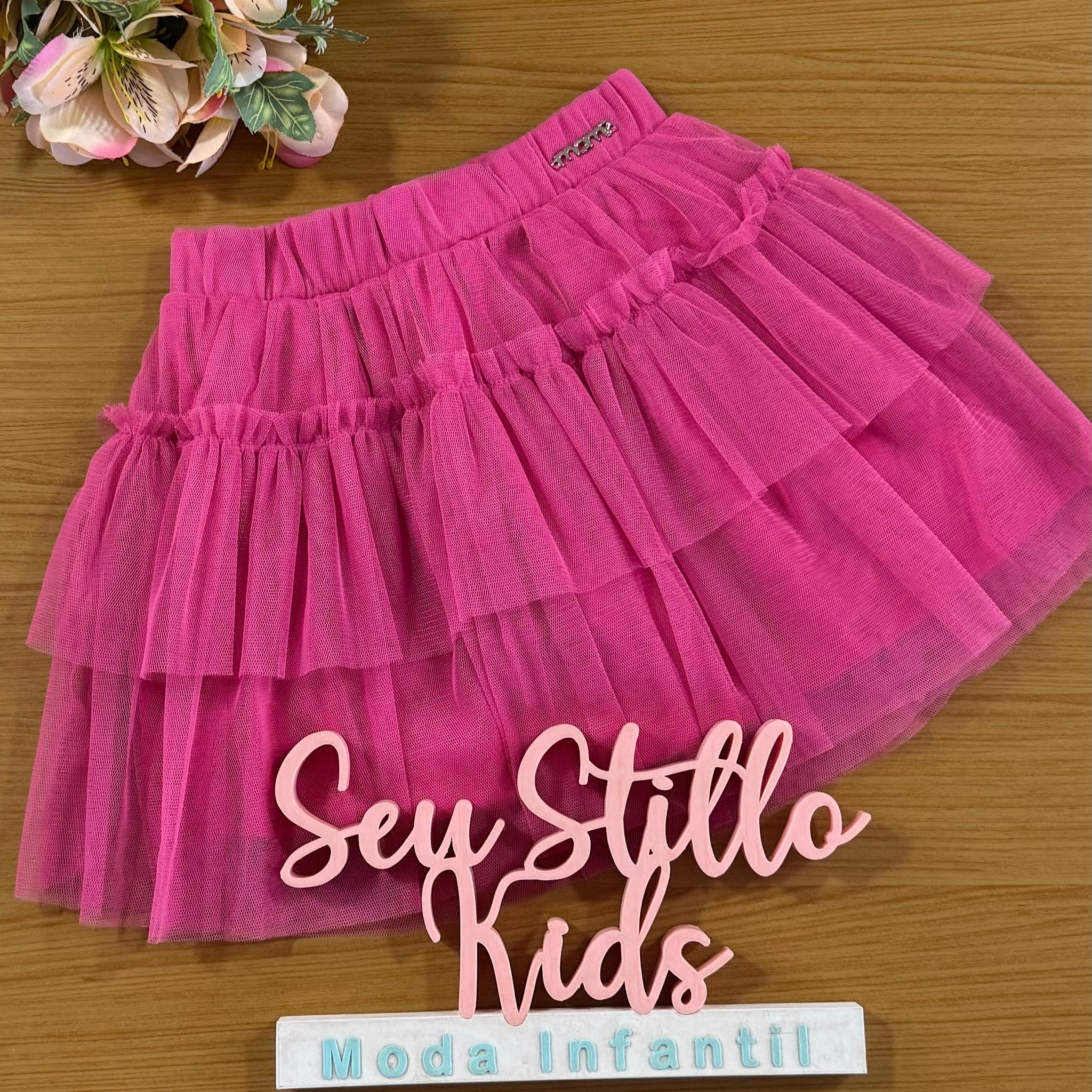 Saia Infantil Momi Inverno Rosa Tule