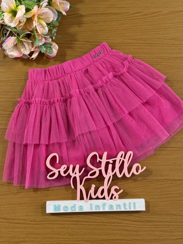 Saia Infantil Momi Inverno Rosa Tule