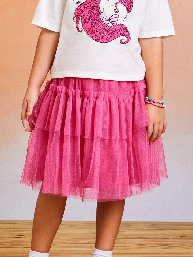 Saia Infantil Momi Inverno Rosa Tule