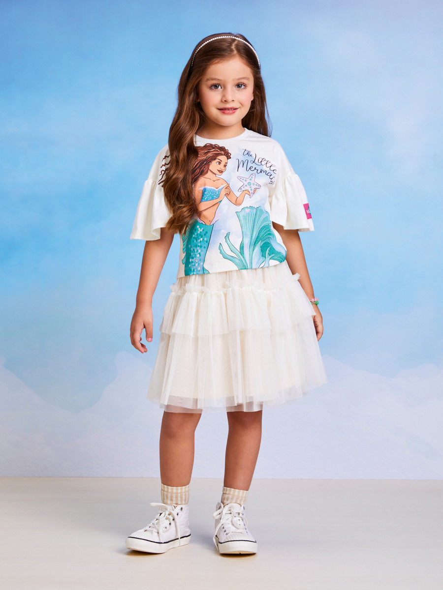Saia Infantil Momi Verão Off White Tule