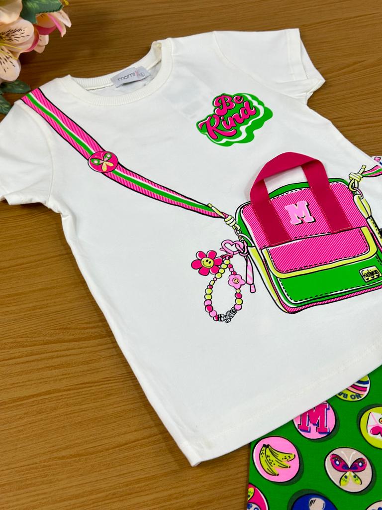 Conjunto Infantil Momi Verão Com Calça e Blusa Branca Mochila dos Sonhos