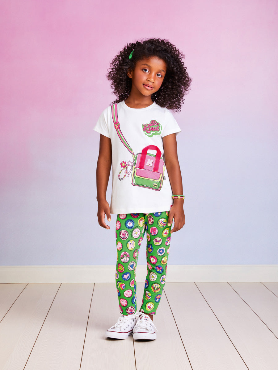 Conjunto Infantil Momi Verão Com Calça e Blusa Branca Mochila dos Sonhos