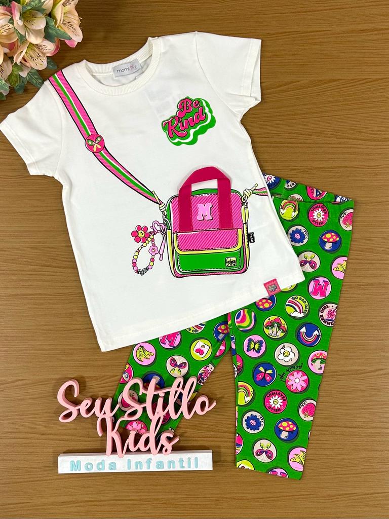 Conjunto Infantil Momi Verão Com Calça e Blusa Branca Mochila dos Sonhos