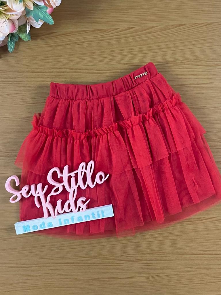 Conjunto Infantil Momi Verão Com Saia e Blusa Moranguinho