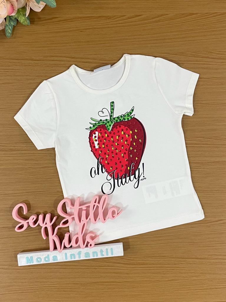 Conjunto Infantil Momi Verão Com Saia e Blusa Moranguinho