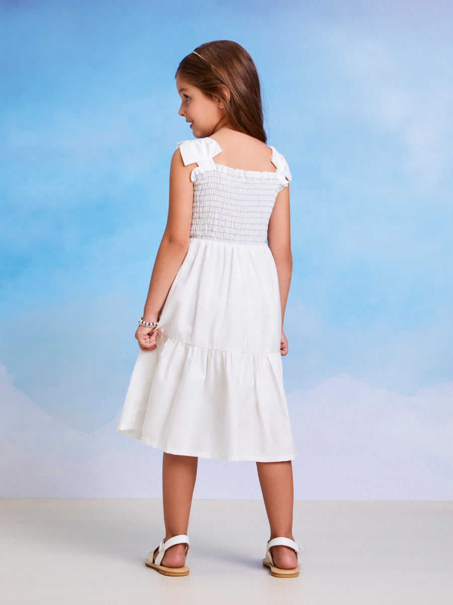 Vestido Infantil Momi Verão Branco Flores