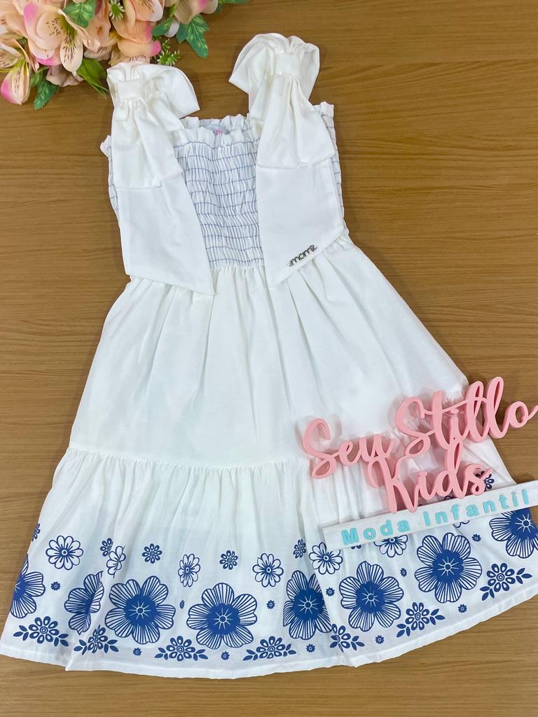 Vestido Infantil Momi Verão Branco Flores