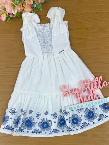 Vestido Infantil Momi Verão Branco Flores
