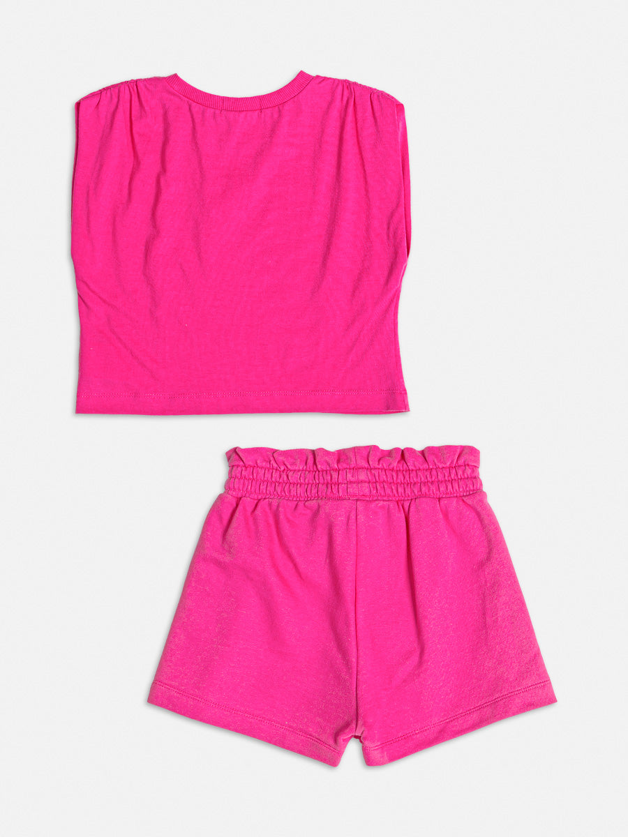 Conjunto Infantil Momi Verão Com Shorts e Blusa Rosa Fashion