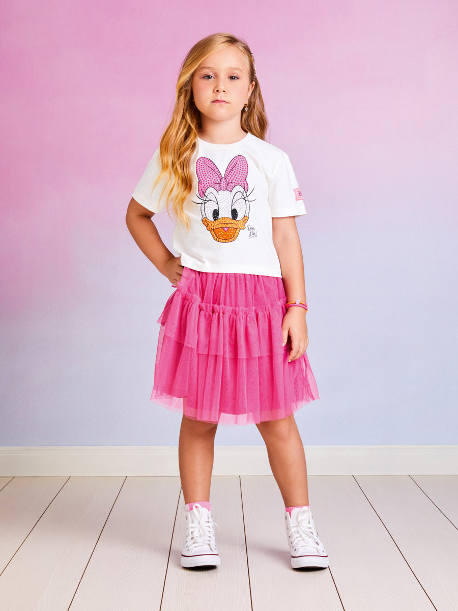 Blusa Infantil Momi Verão Branca Margarida