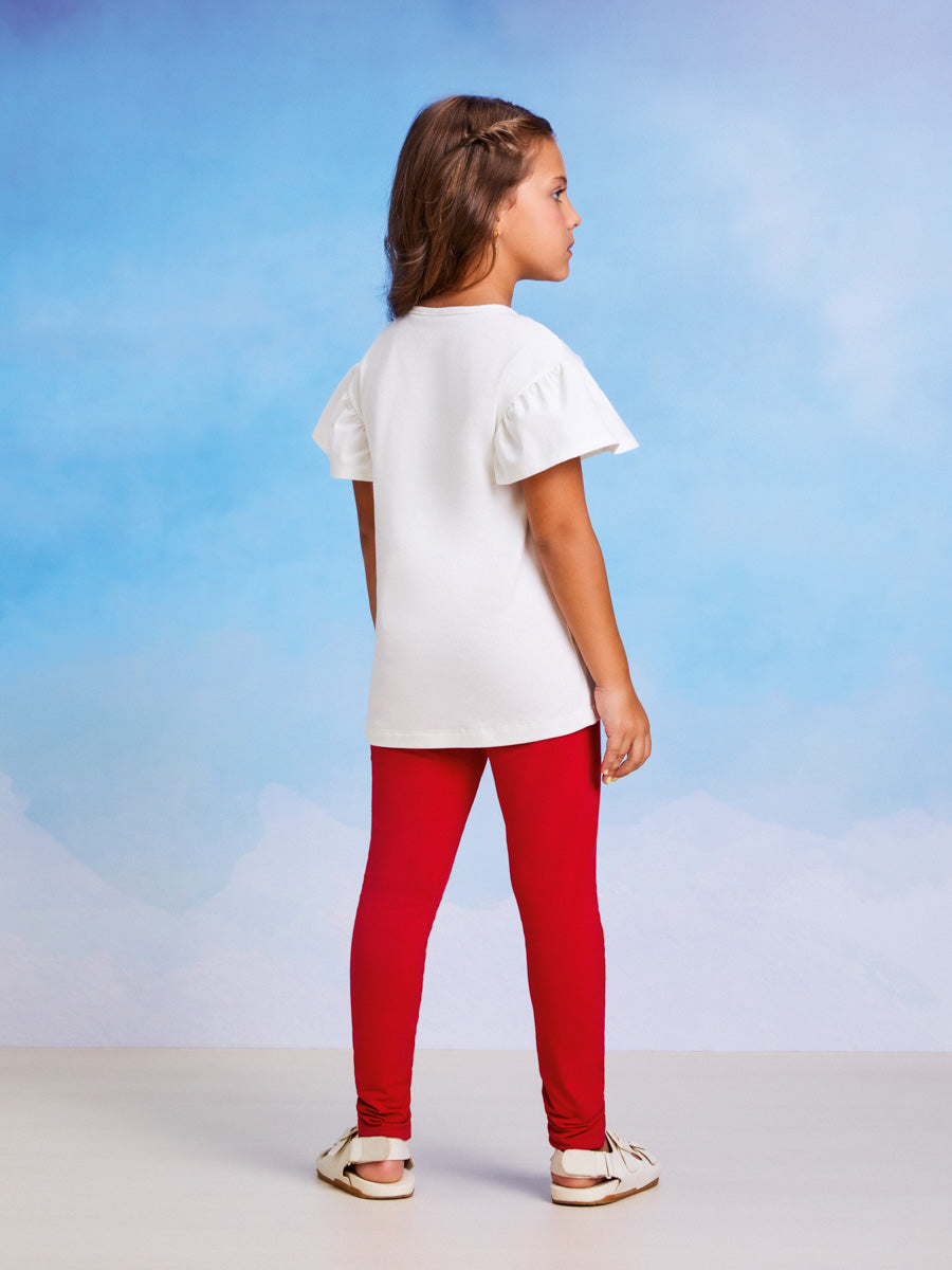 Conjunto Infantil Momi Verão Com Calça Legging e Blusa Off White Cestinha