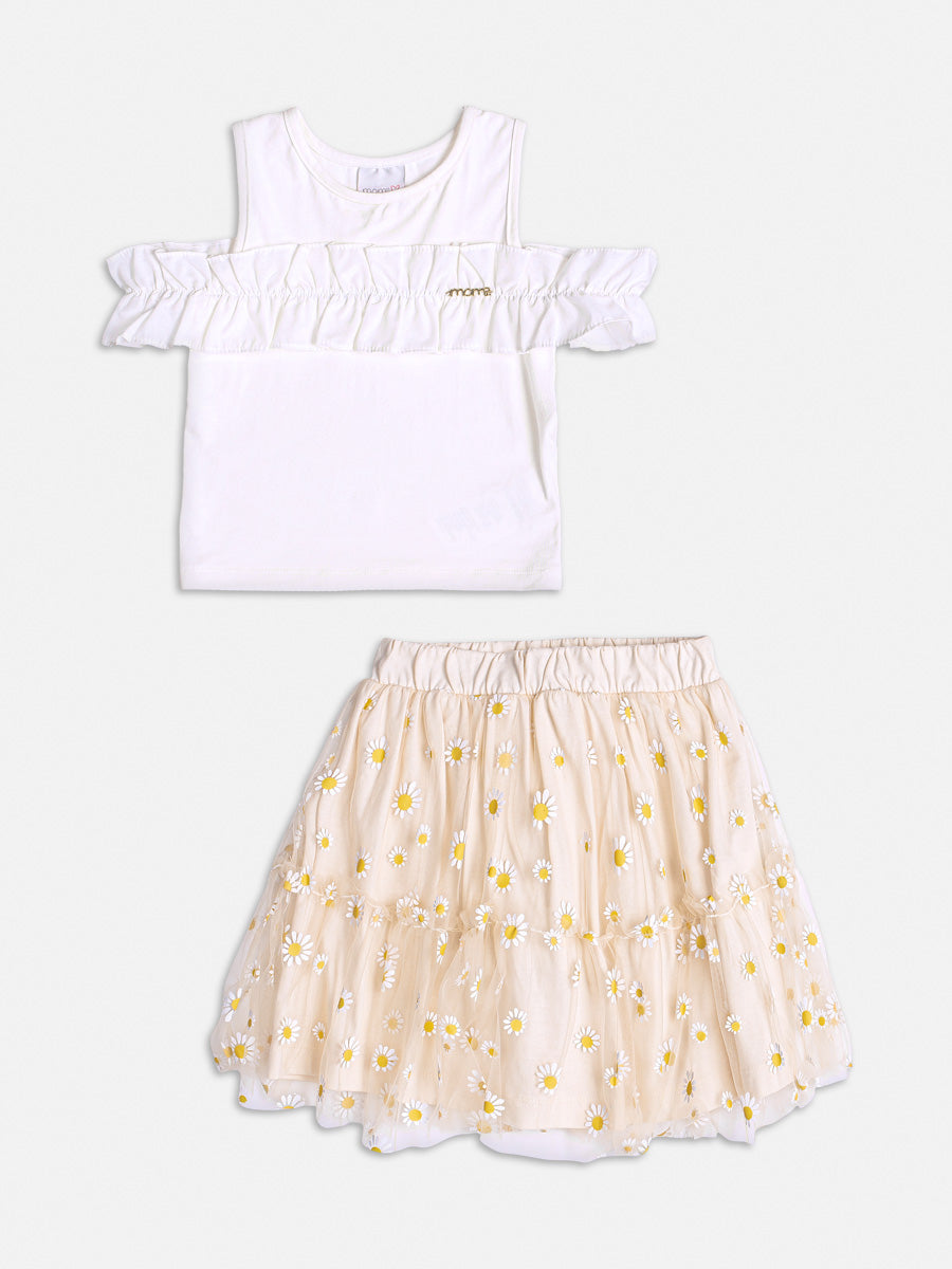Conjunto Infantil Momi Verão Com Saia e Blusa Margaridas